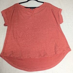 Cable & Gauge Coral Pink Textured High-Low Tunic Blouse XL